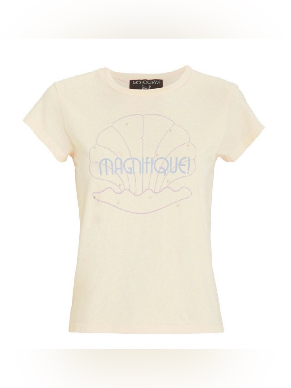 MONOGRAM Seashell Magnifique Pearl Mermaid Vibes Baby T-Shirt Beige Size Medium
